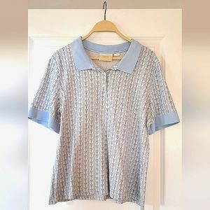 Anthropologie Maeve Polo Top in Blue Butterfly